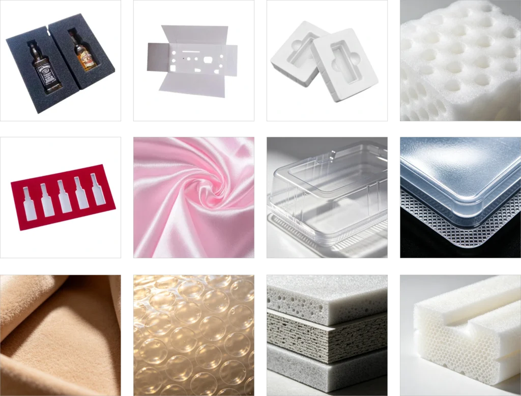 Selection of paperboard, kraft, corrugate and cushioning insert materials for baby product packaging